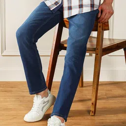 Dennis Lingo Men Straight Fit Mid-Rise Dark Shade Clean Look Stretchable Jeans-image-42