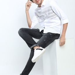 HIGHLANDER Men Black Slim Fit Low Distress Light Fade Stretchable Jeans-image-64