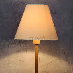 BTR CRAFTS Yellow Cotton Traditional Bell Shaped Table Lamp-35