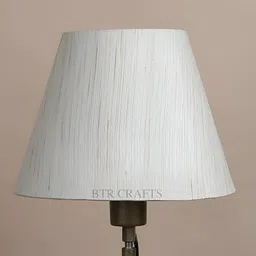 BTR CRAFTS Cream Cotton Traditional Bell Shaped Table Lamp-27