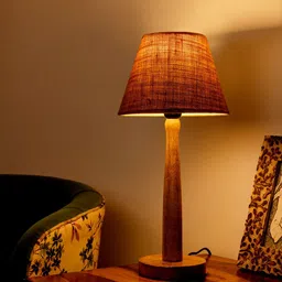 green girgit Brown Wooden & Jute Table Lamp-6