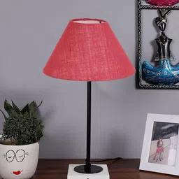 Devansh Pink Wood Bell Shaped Table Lamp-42