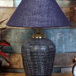 foziq Grey & Navy Blue Textured  Table Lamps-19