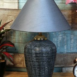foziq Grey Solid Terracotta Bell Table Lamps-53