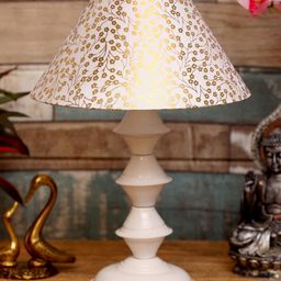 foziq Adults White & Gold-Toned Printed Table Lamp-15