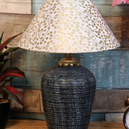 foziq Grey & White Printed Terracotta Table Lamps-13
