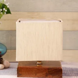 Devansh Cream-Coloured Solid Contemporary Square Table Lamp image 3