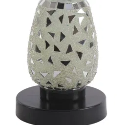 Devansh White & Black Self Design Mosaic Table Lamp image 4