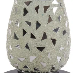 Devansh White & Black Self Design Mosaic Table Lamp image 5