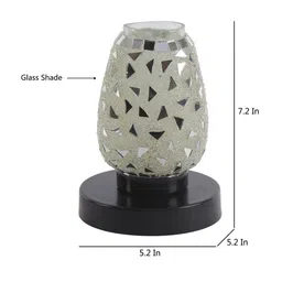 Devansh White & Black Self Design Mosaic Table Lamp image 3