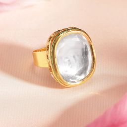Priyaasi Gold-Plated Kundan-Studded Adjustable Finger Ring-image-43