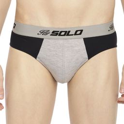 SOLO Colourblocked Ultra Soft Pure Cotton Ribbed Brief Rockstar-Grey Melange-75-picture-56