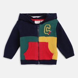 Chicco Infant Boys Colourblocked Hooded Cotton Front-Open Sweatshirt-17