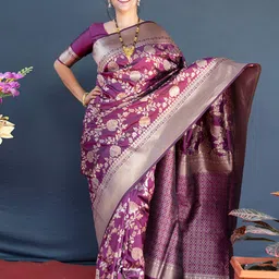 Royal Rajgharana Saree Floral Woven Design Zari Pure Silk Banarasi Saree-picture-4
