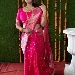 Royal Rajgharana Saree Ethnic Motifs Woven Design Zari Pure Silk Banarasi Sarees-picture-34