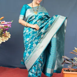 Royal Rajgharana Saree Floral Woven Design Zari Pure Silk Banarasi Saree-picture-31