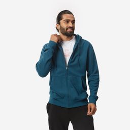 Men Sweatshirt With Hood and Zip Fleece Lined 500 For Gym-Dark Petrol Blue-picture-23