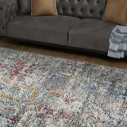 OBSESSIONS Light-Blue & Grey Abstract Floor Carpet-39
