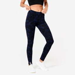 Cotton Women Gym leggings with Key Pocket 500- Blue-image-43