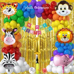 1st Year Birthday Jungle Safari Theme Decoration Kit For Birthday Celebration-image-90