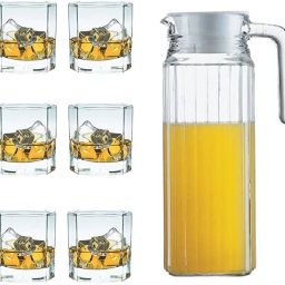 S1Store Jug Glass Royal Set, Jug 1.1 Litter, Glass 250ml For Decoration Dining Table Zd Jug Glass Set-image-84