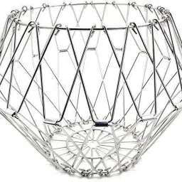 Stainless Steel Stainless Steel Multi Foldable Basket/ Fruits Basket/ Storage basket/ Flower Pot Cum Dustbin Storage Basket-image-59