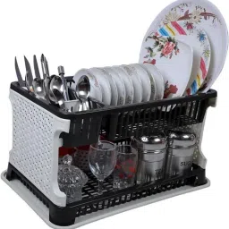 Cutlery Kitchen Rack Kitchen Organiser Rack Plastic Kitchen (Black) Plastic-image-17