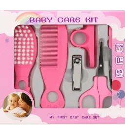 All In 1 Baby Care Kit Hair Brush, Nail Clipper, Scissors And Nail Filer-(Pink)-image-92