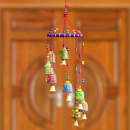Handcrafted Round Bells Design Wood Windchime (19 inch, Multicolor) Plastic Plastic Windchime-56