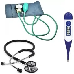 RnB Combo Aneroid Sphygmomanometer Doctor Manual Blood Pressure Monitor with Diamond Stethoscope and Digital Thermometer Set Bp Monitor-19