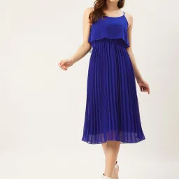 Women A-line Blue Midi/Calf Length Dress-picture-3