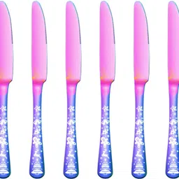 oicia Rainbow Butter Spreader Knives for Kitchen, Heavy Duty Kitchen Cutlery Knives Stainless Steel Steak Knife Set-picture-4
