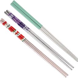 Chewing, Eating, Training, Decorative Stainless Steel, Silicone Korean, Chinese, Japanese, Vietnamese Chopstick-picture-5