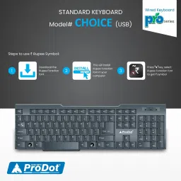 PRODOT Maestic Basket Standard Wired USB Keyboard - KB 207s with Rupee Font Key Wired USB Standard Multi-device Keyboard Compatible with Desktop, Laptop, Mac stand support,KB-207S Standard Wired USB Keyboard image 5