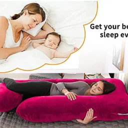 J shape Polyester Fibre Solid Pregnancy Pillow Pack of 1-image-77