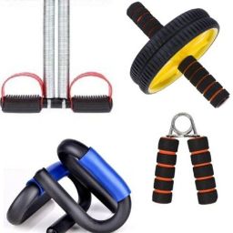 ULTIMATE AMAZING FITNESS KIT OF DOUBLE SPRING TUMMY TRIMMER WITH PUSH UP BAR WITH AB WHEEL AND FOAM HAND GRIP Fitness Accessory Kit Kit-image-47