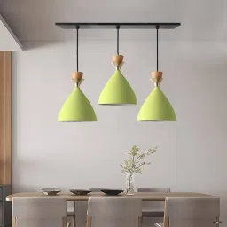 Hanging Bell Shade Light, 3 Light Linear) (Moss Green) Ceiling Light Ceiling Lamp-26
