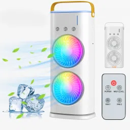 Tazomi Double Sided Cooling Fan- LED Light- Personal Air Cooler, Travel Mist Fan Mini Portable Battery Operated USB Fan-20