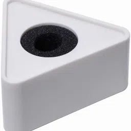 won Portable ABS Injection Molding Triangular Interview Mic Microphone Logo Flag Station (White) Holder image 2