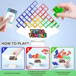 arizon Tetra Tower Stack and Balance Game, 16 Building Blocks for Kids image 2