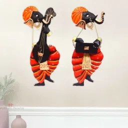 handicrafts paradise Musician Ganesha Multicolour Iron (Pack of 4) Wall Art-picture-33