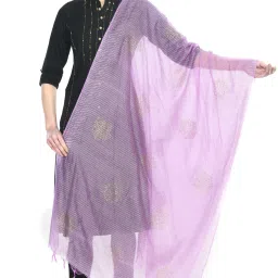 Cotton Blend Self Design Purple Women Dupatta-image-39