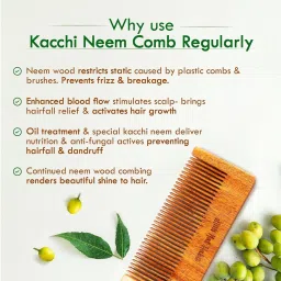 nat habit Kacchi Neem Wooden Comb Combo For Post Shampoo Detangling + Daily Styling -Small image 3