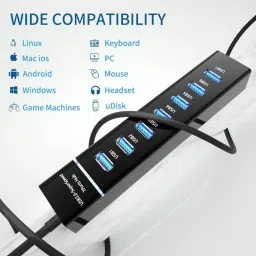 LipiWorld 7 Port USB Hub 3.0,USB Data Hub Splitter for PS4, PS5,Xbox one, MacBook USB Adapter image 5