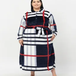 Multicolor Printed Woolen Women Bath Robe With Belt (3XL) By Klotthe-picture-26