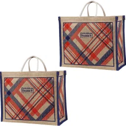 Heavy Duty Large Eco Jute Cloth Grocery Shopping Bag For Men Ladies With Handle Pack of 2 Grocery Bags-image-25