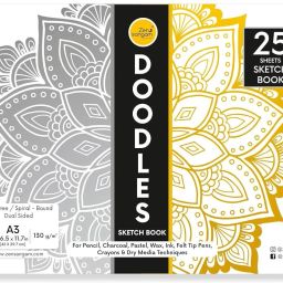 25 Sheets A3 Doodles Sketch Book – 16.5 x 11.7 Inch – SpiralBound Sketchpad for Beginners - Acid Free Paper for Doodling, Drawing Sketch Pad-image-63