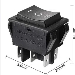 erhindia 2 Pcs Black DPDT Rocker Switch 6-Pin 3 Way ON-Off-ON 16A 250VAC / 20A Switch Electronic Components Electronic Hobby Kit image 3