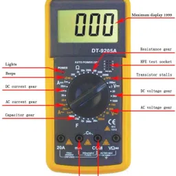 divinext New Arrival with Auto Power Shut down DT9205A Digital Multimeter DT-9205A Extra Large Screen LCD Display with Full Range Automatic Protection Multimeter Ammeter Ohmmeter Resistance Capacitance Meter Digital Voltage Tester image 3