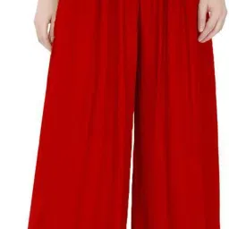 Women Regular Fit Red Viscose Rayon Trousers-image-70